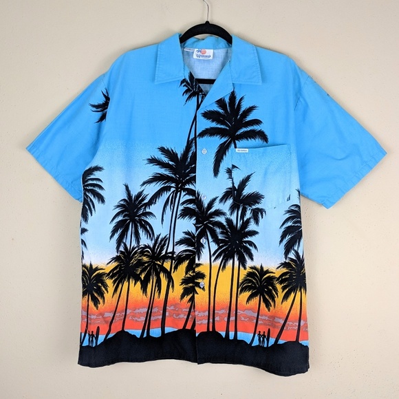 windswept Other - Hawaiian Beach Blue Shirt Palm Trees size  XL